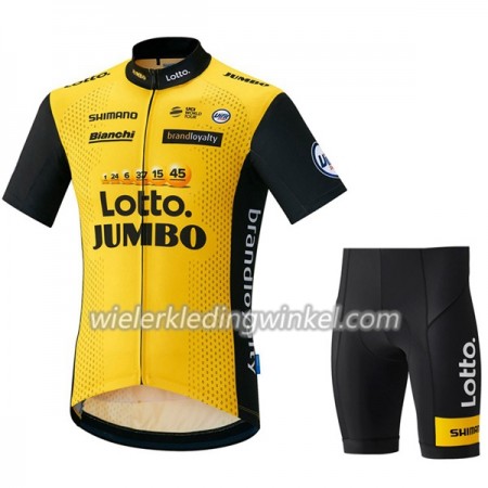 Set Wielershirt + Fietsbroek Kort 2018 LottoNL-Jumbo N001